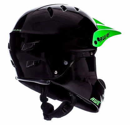 AweBlaze 16+/Adult Full Face BMX Bike Helmet Medium 55-58cm Black/Green Visor