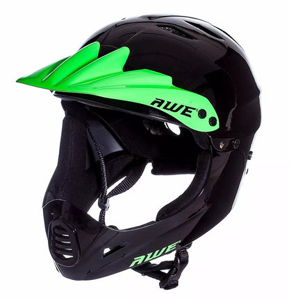 AweBlaze 16+/Adult Full Face BMX Bike Helmet Medium 55-58cm Black/Green Visor