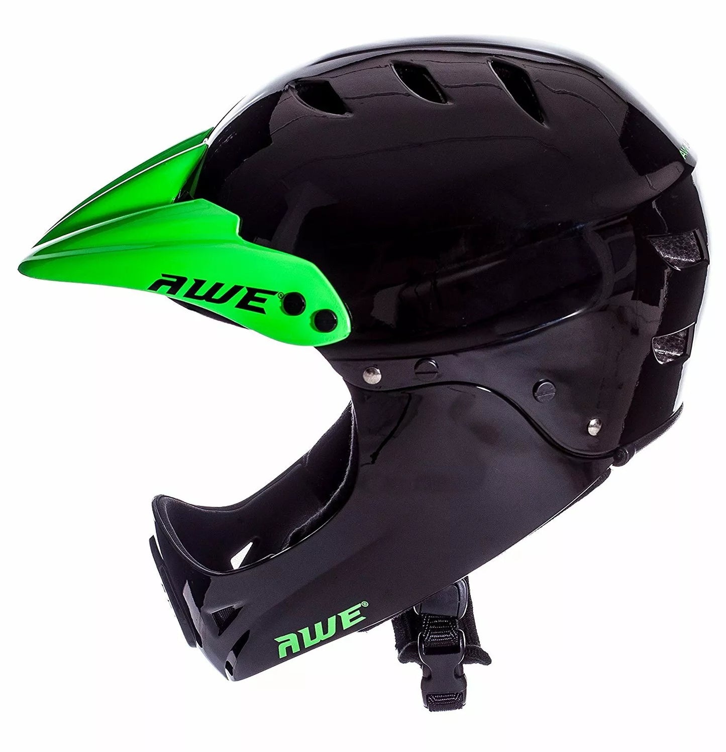 AweBlaze 16+/Adult Full Face BMX Bike Helmet Medium 55-58cm Black/Green Visor