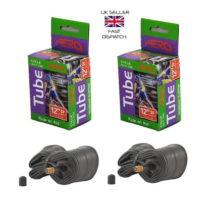 Aero Sport 2 x Butyl Rubber 12" x 1.75-2.125 Inner Tube 500%* Extra Ride Time Schrader Valve