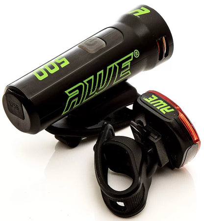 Awe Blast 530 Lumens USB Rechargeable Bike Front/Rear Light Set