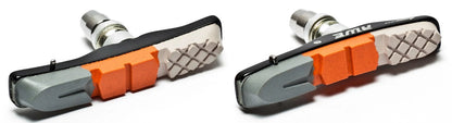 Awe Triple Contour Alloy V Brake Pads Grey/Orange/White 72mm with FREE Spare Pads